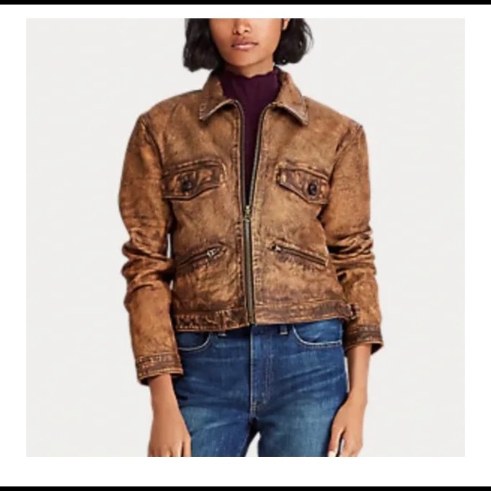 Ralph Lauren Brown Crop Leather Jacket